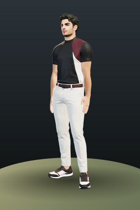 City Links Ace: black and burgundy shirt, white trousers